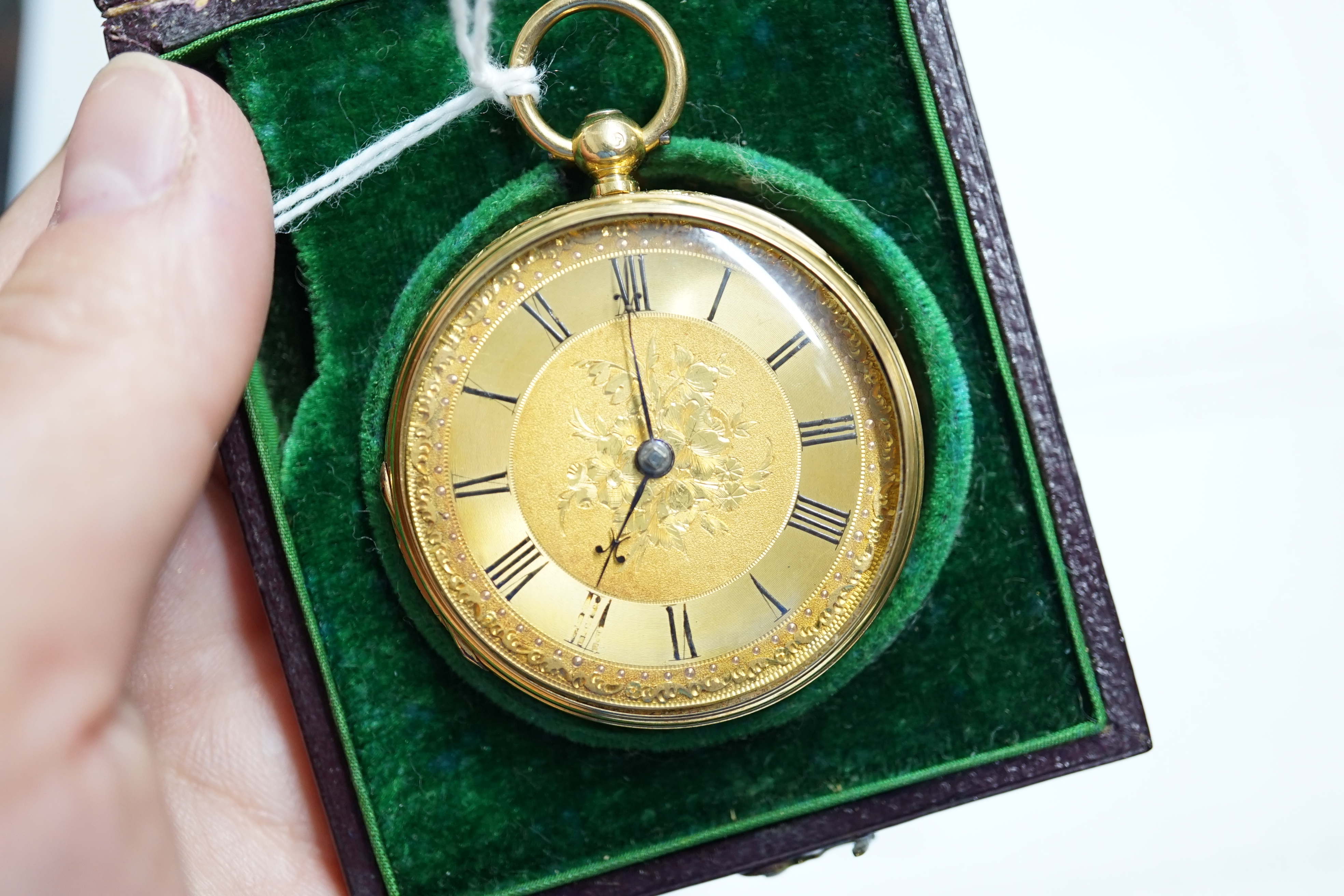 A Victorian 18ct gold open face keywind fob watch by Barnby & Rust of Hull